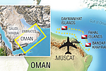 Карта маршрута дайвинг-сафари к островам Дейманият, Оман