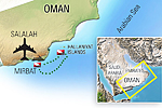 Карта маршрута дайвинг-сафари к островам Халланият, Оман
