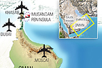 Карта маршрута дайвинг-сафари к полуострову Мусандам, Оман