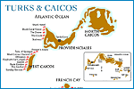 Карта и описание дайв-сайтов на островах Тёркс и Кайкос